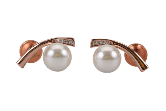 Rose Gold Lustrous Pearl Stud