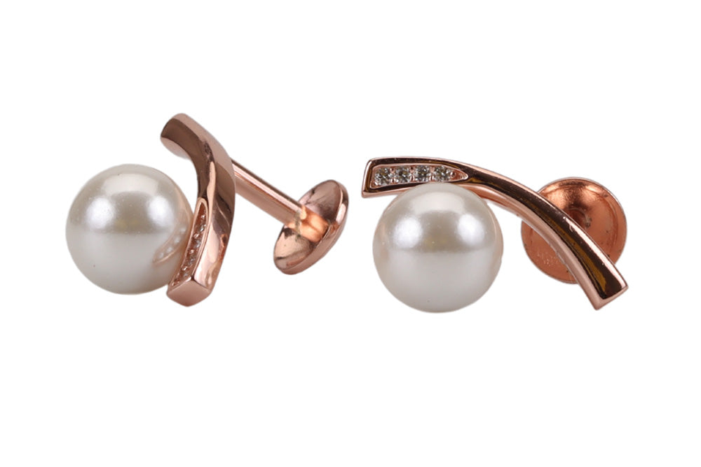Rose Gold Lustrous Pearl Stud