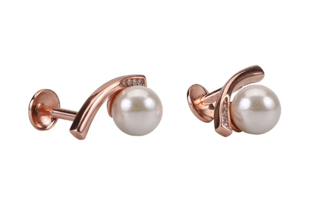 Rose Gold Lustrous Pearl Stud