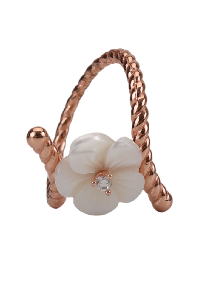 Rose Gold White Dainty Mop Ring