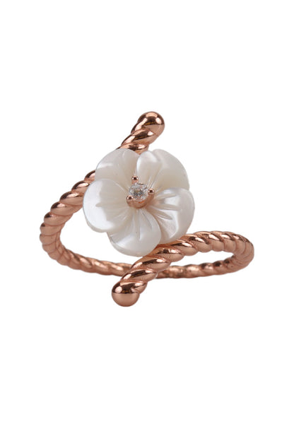 Rose Gold White Dainty Mop Ring