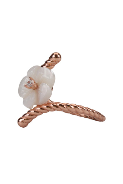 Rose Gold White Dainty Mop Ring