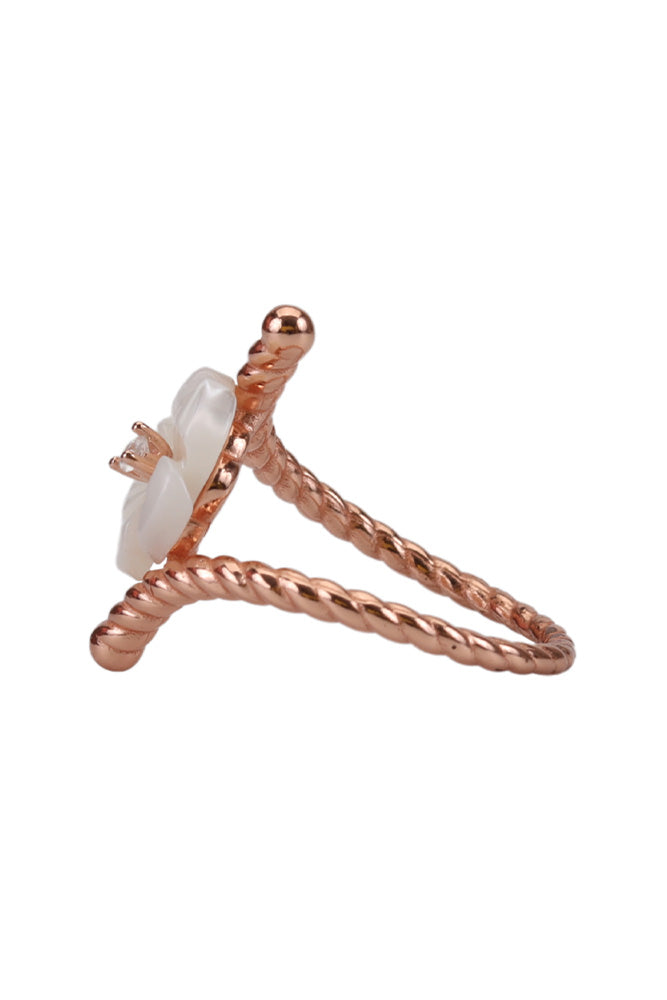 Rose Gold White Dainty Mop Ring