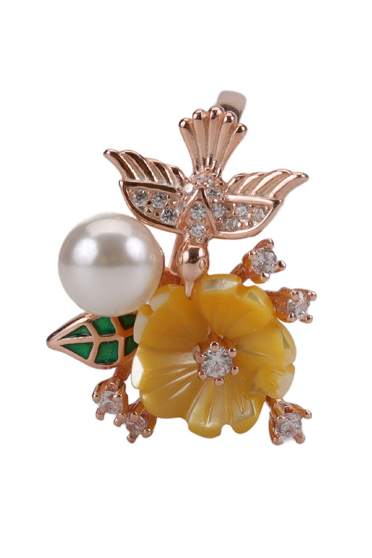 Rose Gold Mop Yellow Flower Ring