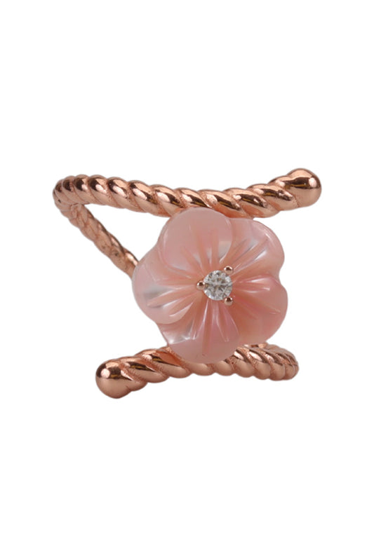 Rose Gold Ivory Dainty Mop Ring