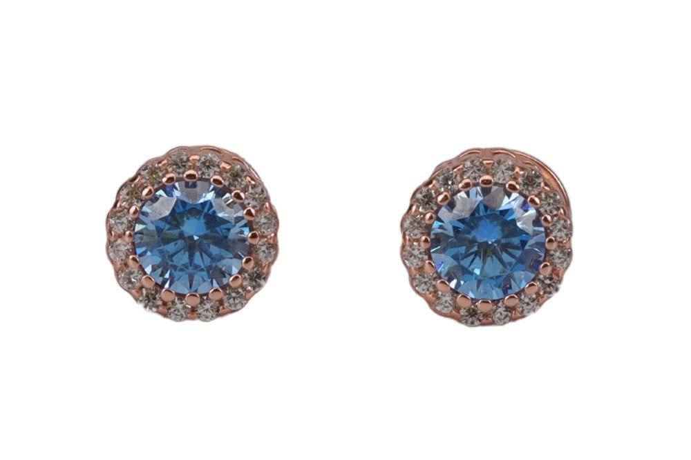 Rose Gold Turquoise Pendant With Cz Stud