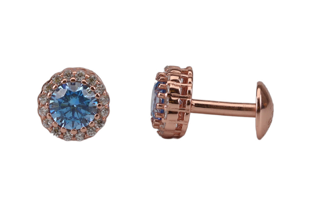Rose Gold Turquoise Pendant With Cz Stud