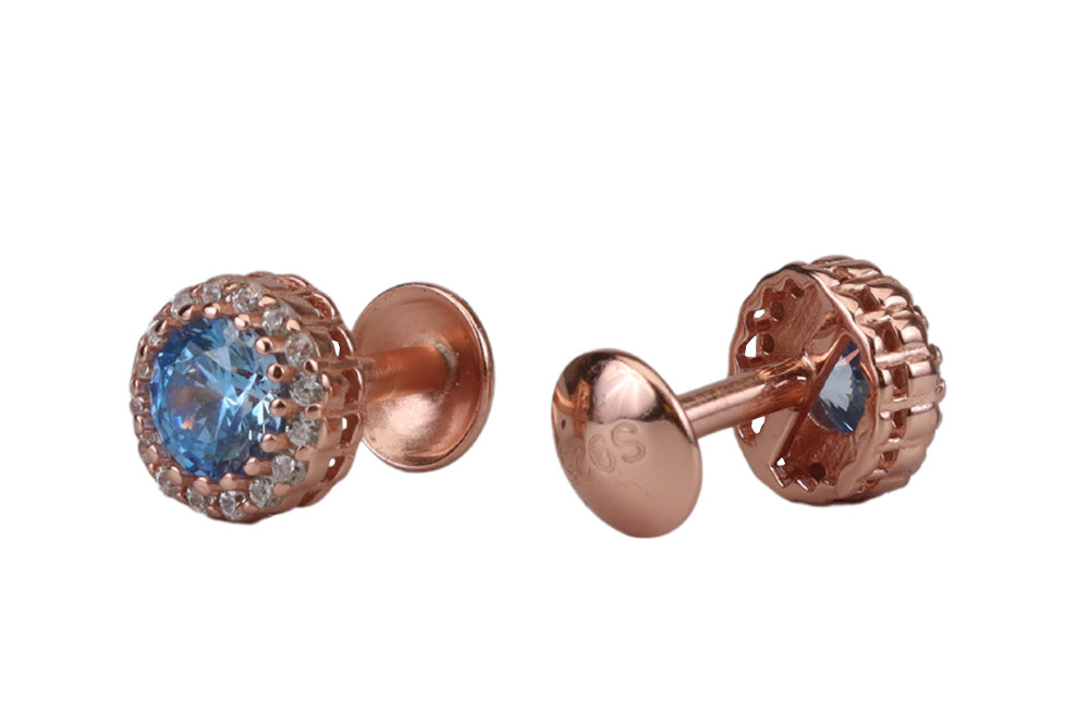 Rose Gold Turquoise Pendant With Cz Stud