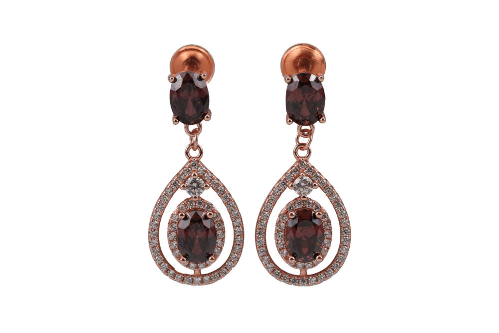 Rose Gold Dark Honey Hanging Stud