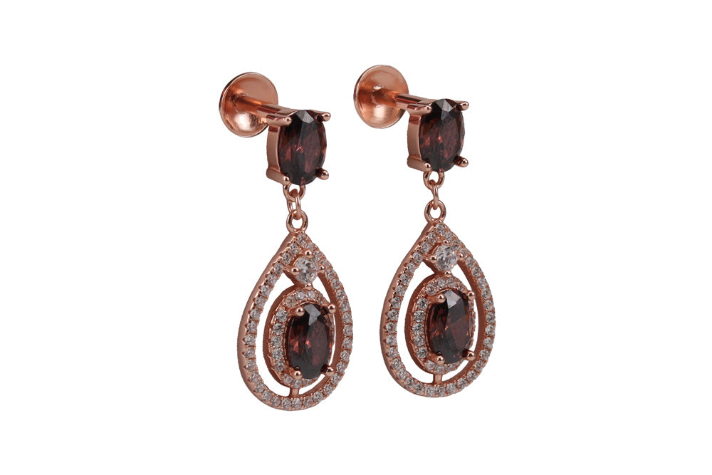 Rose Gold Dark Honey Hanging Stud