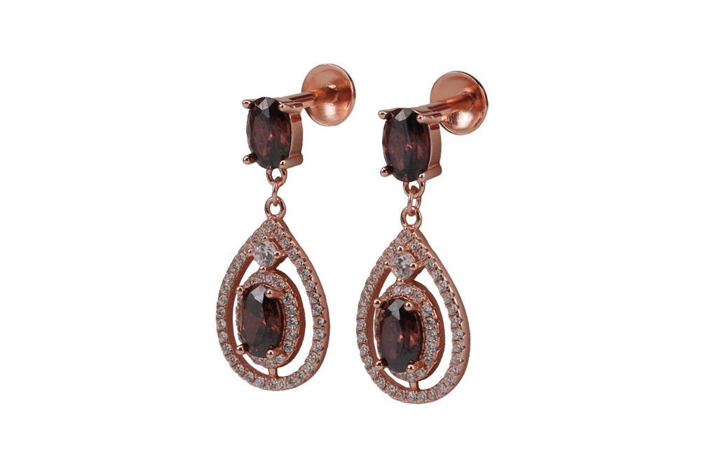 Rose Gold Dark Honey Hanging Stud