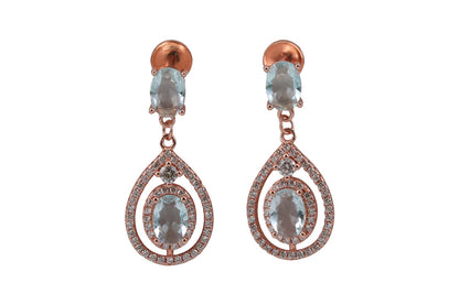 Rose Gold Aqua Blue Hanging Stud
