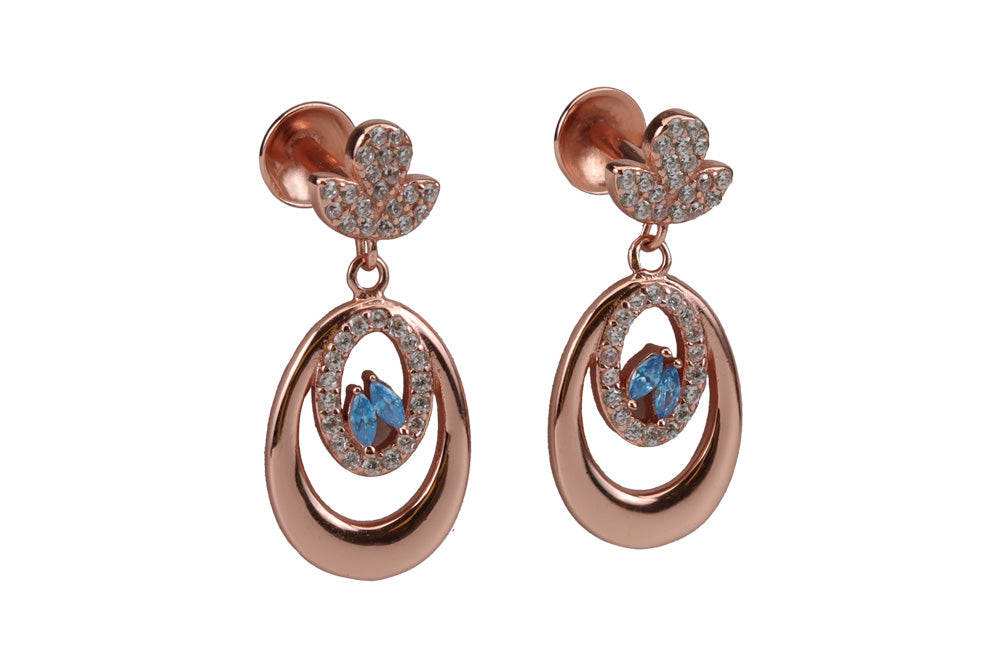 Rose Gold Zircon Stone Hanging Stud