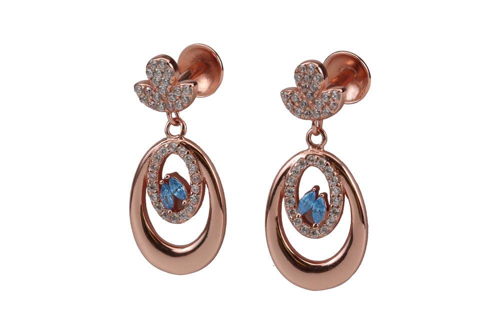 Rose Gold Zircon Stone Hanging Stud