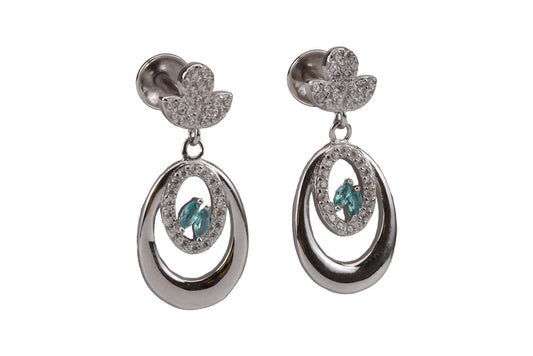 Rhodium Zircon Stone Hanging Stud