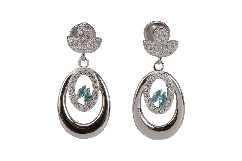 Rhodium Zircon Stone Hanging Stud