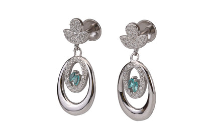 Rhodium Zircon Stone Hanging Stud