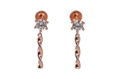 Rose Gold Parchment White Stone With Spiral Stud