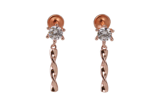 Rose Gold Parchment White Stone With Spiral Stud