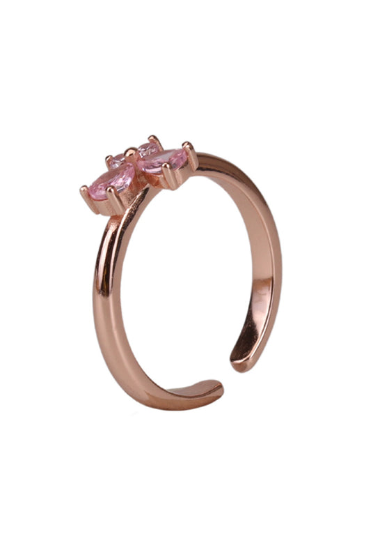 Rose Gold Beige Pink Stone Toe Ring