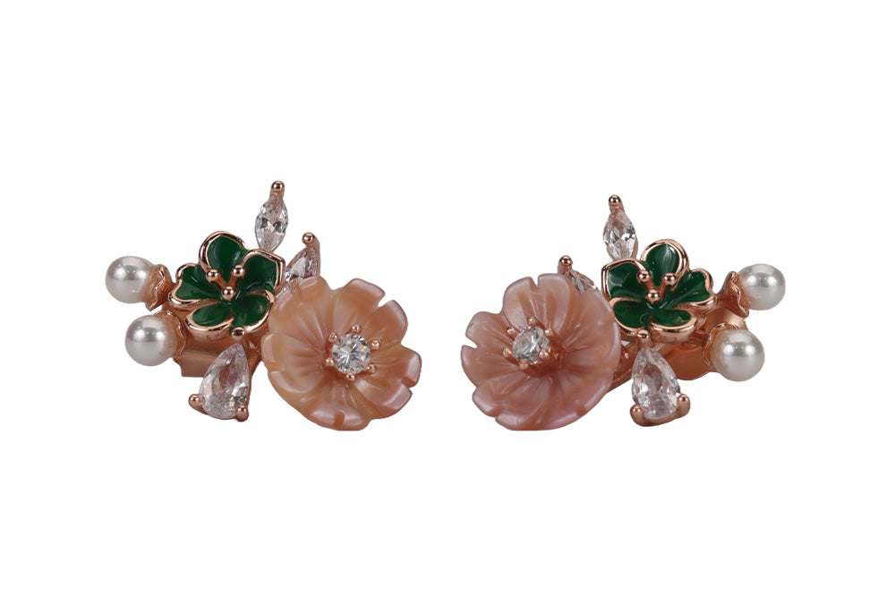 Rose Gold Colourful MOP Stud