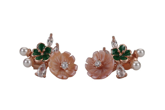Rose Gold Colourful MOP Stud