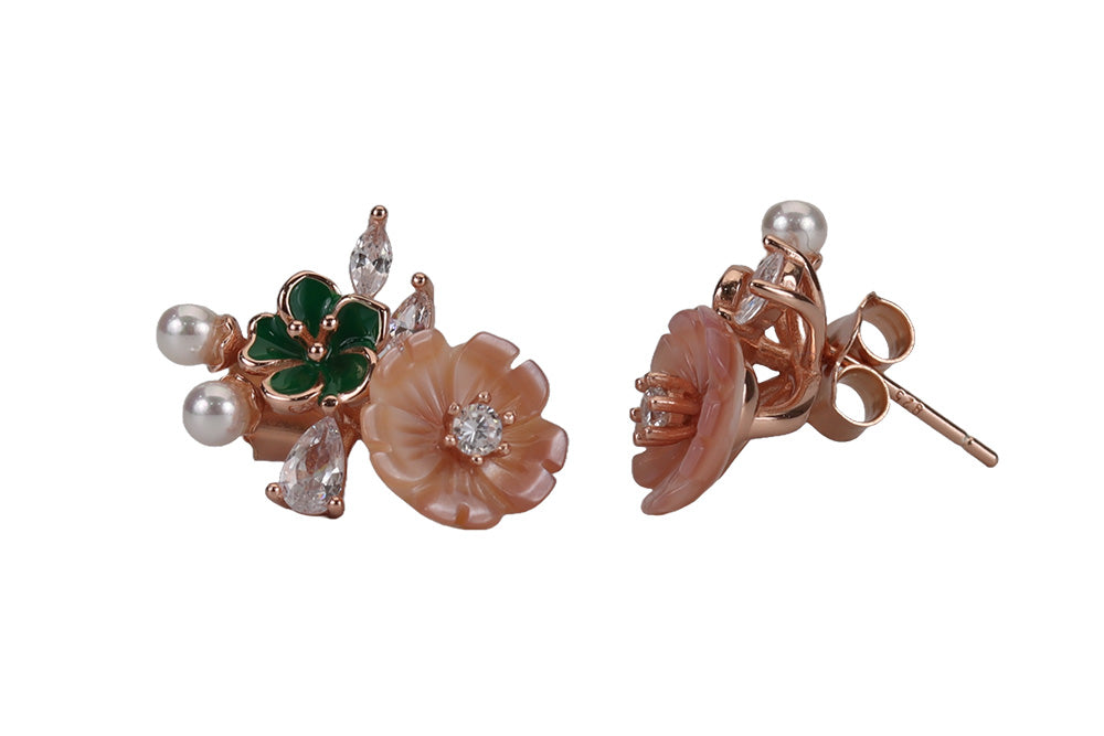 Rose Gold Colourful MOP Stud