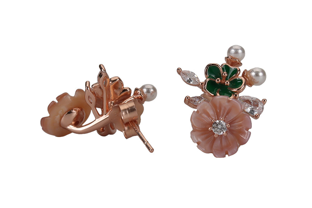 Rose Gold Colourful MOP Stud