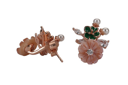 Rose Gold Colourful MOP Stud