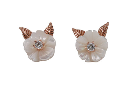Rose Gold MOP White Moon Stud