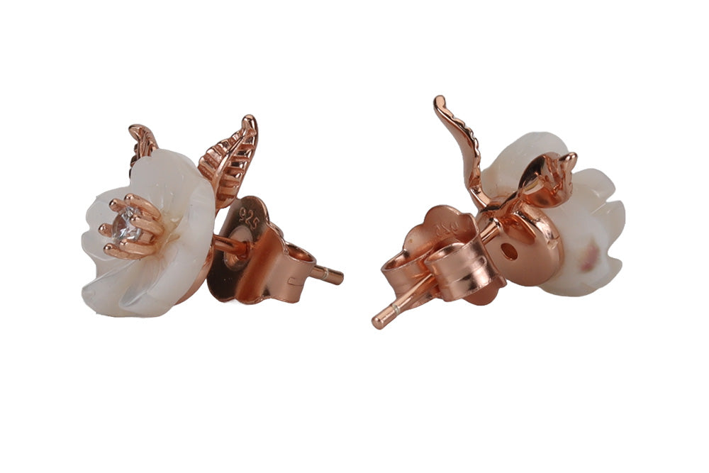 Rose Gold MOP White Moon Stud