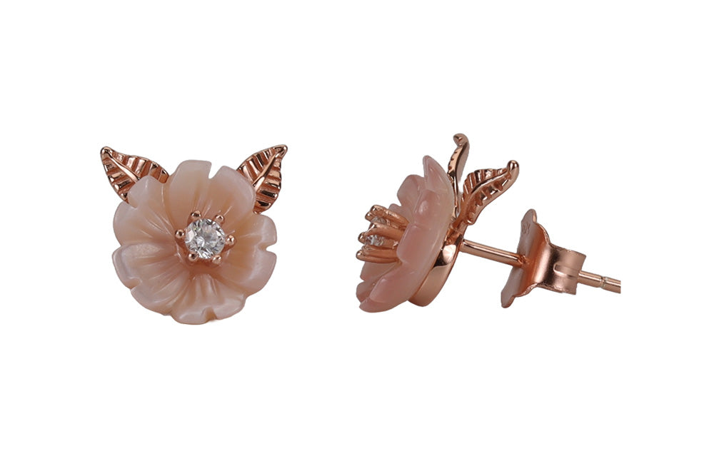 Rose Gold Peach Trending MOP Stud