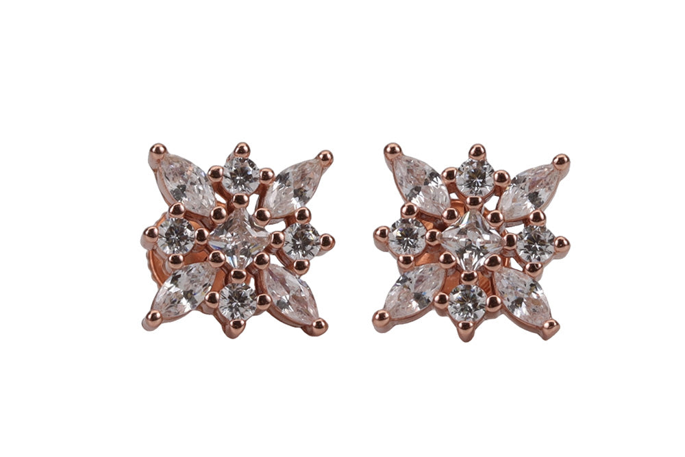 Rose Gold Froster White Stone Stud