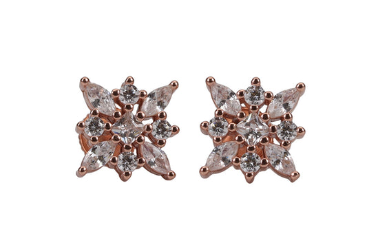 Rose Gold Froster White Stone Stud