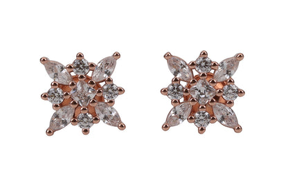 Rose Gold Froster White Stone Stud