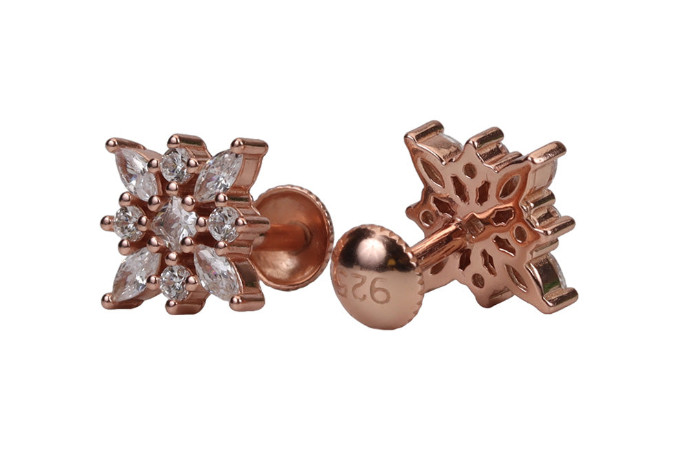 Rose Gold Froster White Stone Stud