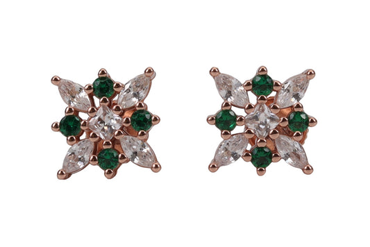 Rose Gold Hunter Green Stone Stud