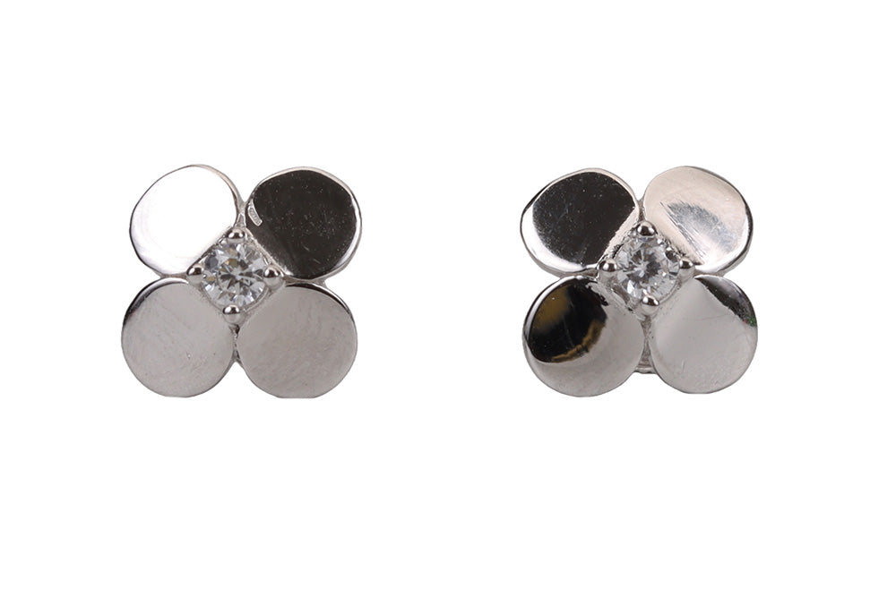 Rhodium Oxalis Stud