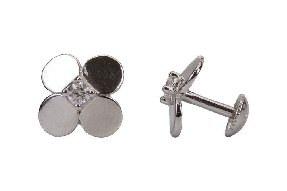 Rhodium Oxalis Stud
