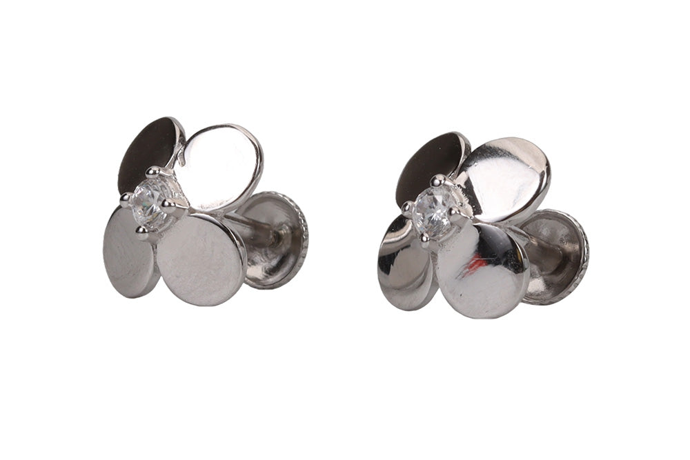 Rhodium Oxalis Stud