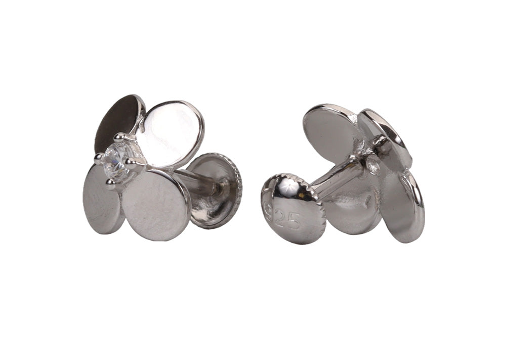 Rhodium Oxalis Stud