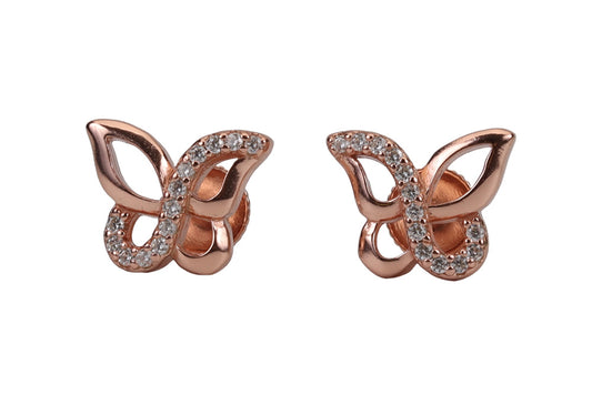 Rose Gold Velvet Hue Butterfly Stud