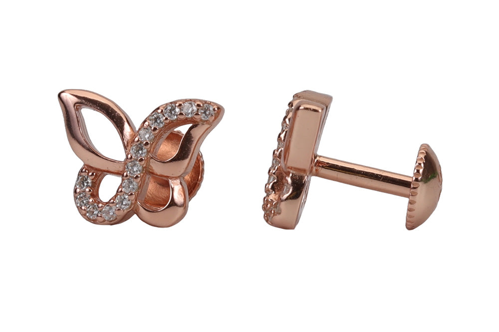 Rose Gold Velvet Hue Butterfly Stud