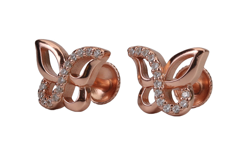 Rose Gold Velvet Hue Butterfly Stud