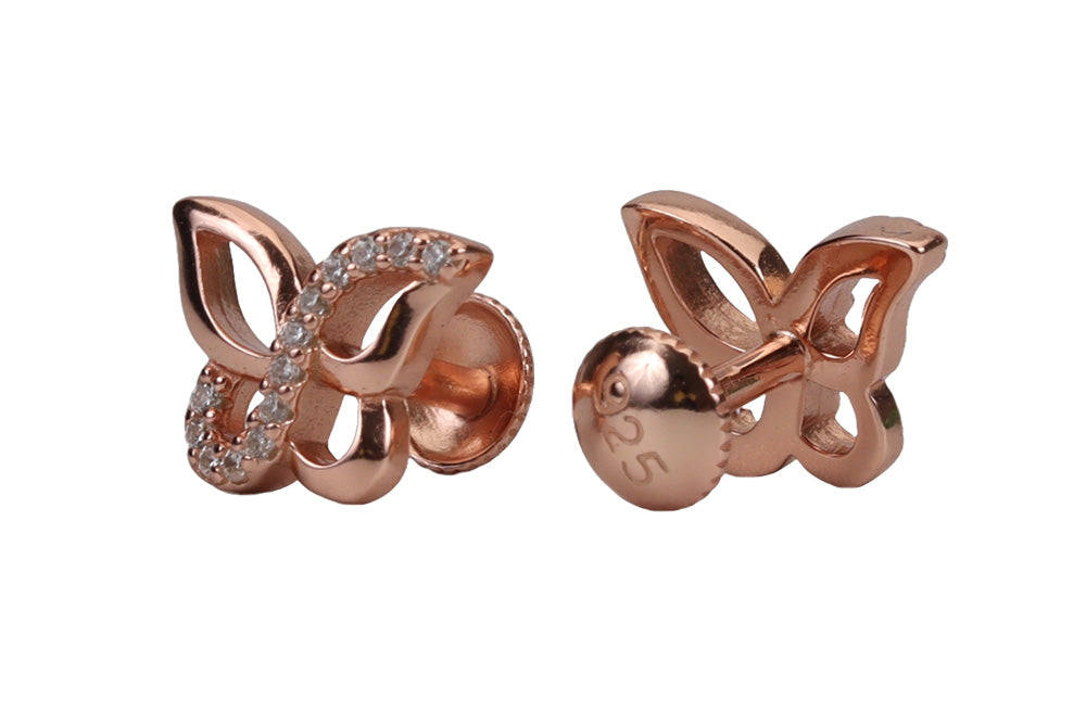 Rose Gold Velvet Hue Butterfly Stud