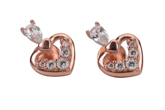 Rose Gold Heart Solitaire Stud