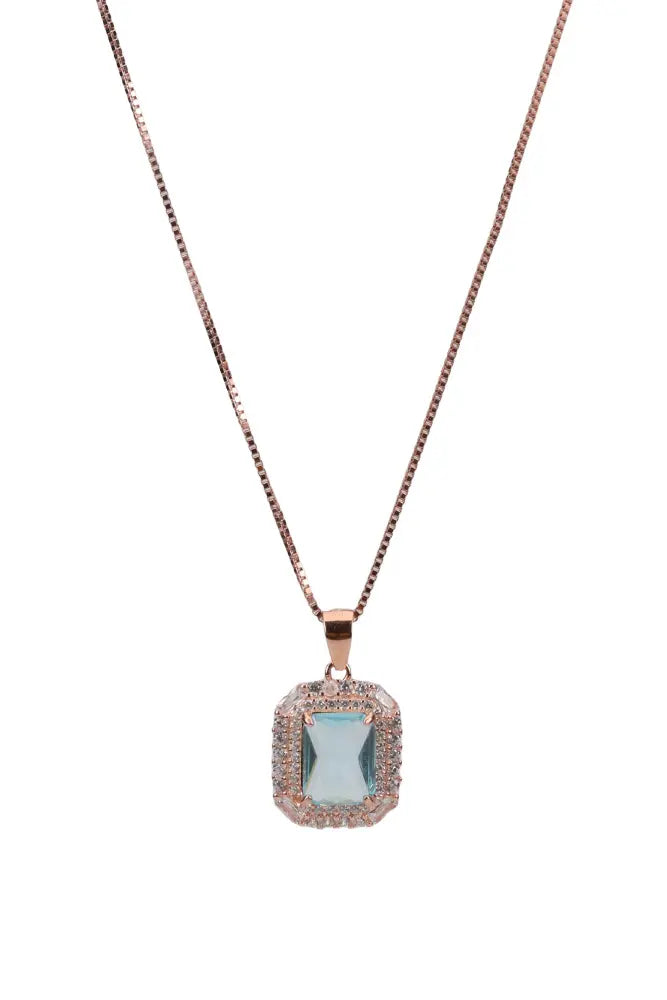 Rose Gold River Mist Blue Stud With Pendant