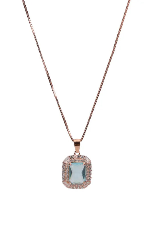 Rose Gold River Mist Blue Stud With Pendant