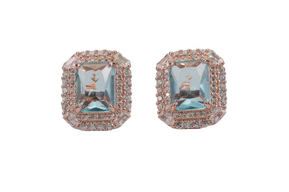 Rose Gold River Mist Blue Stud With Pendant
