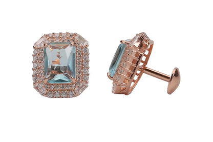 Rose Gold River Mist Blue Stud With Pendant